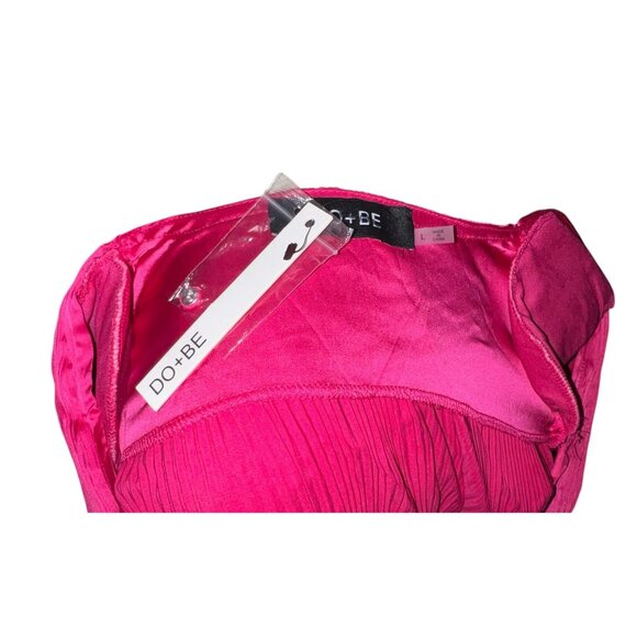 Do+Be Hot Pink Long Sleeve Plunging V-Neck Crop Top Size Large Womens - Picture 5 of 12